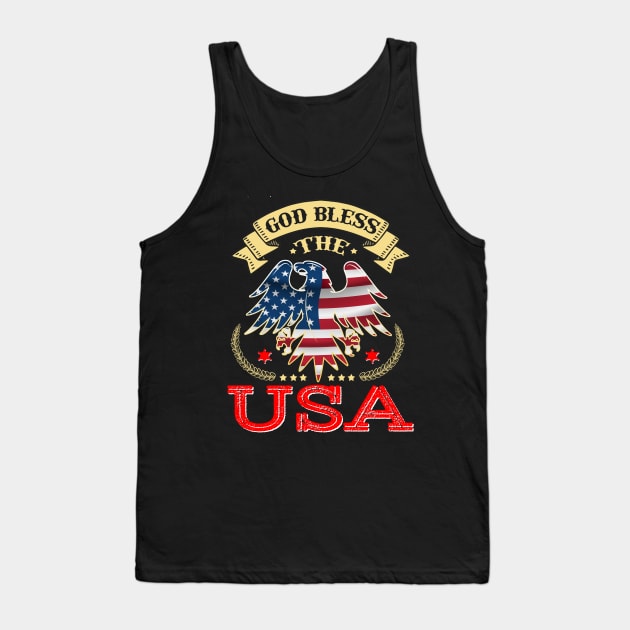 God Bless The USA, American map and Flag, 4th of July, happy independence day God Bless America Tank Top by SweetMay